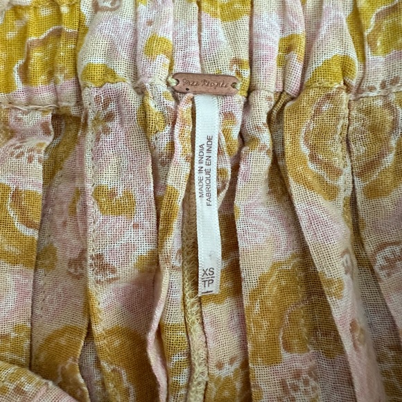 Free people river run wide pants, Boho Yellow and Cream, XS, pre owned - Picture 8 of 8